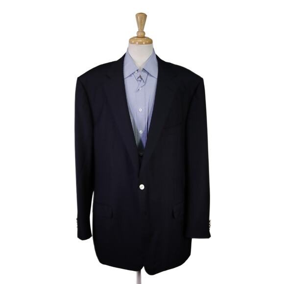 Ermenegildo Zegna Su Misura Navy Blue Gold Button Blazer Jacket US 54L